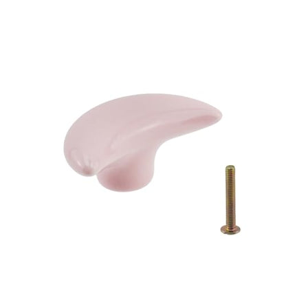 Dnyta 6 Pcs Moon Shaped Ceramic Knobs Glossy Ceramic Pulls Drawer Knobs - style: Pink,Moon Shaped