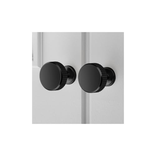 VEHCIL 20 Pack Round Matte Black Kitchen Cabinet Knobs Black Drawer Dresser Knobs Cabinet Handles for Cupboard Closet Bathroom Kitchen Cabinet Hardware,Solid Zinc Alloy - color: Matte Black (20PACK), size: 1.1 Inch