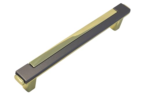 CAYBO Grey and Gold Cabinet Pulls – Modern Two Tone Kitchen Cabinet Handles, Grey Drawer Pull Handles for Cabinets, Dressers, Cupboards & Furniture Hardware, Pack of 5 - color: Gold Grey, size: 5 Pack 5"/128mm