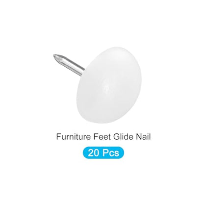 METALLIXITY Furniture Feet Nail (14mm/0.55in) 20Pcs, Plastic Half-Circles Chair Glides Sliders - for Chairs Sofa Furniture Sliders Protector Pad, White - size: 14mm/0.55in
