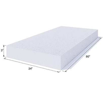 FOAMYFOAM High Density 3 inch Thick, 24 inch Wide, 80 inch Long Upholstery Foam, Cushion Replacement - size: 3" x 24" x 80"