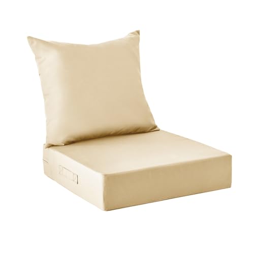 IPYNBAP Outdoor Cushions for Patio Furniture,Outdoor Seat Cushion Set 24 x 24 x 5.75 Inch,Waterproof & Fade Resistant Outdoor Chair Cushions,Deep Patio Chair Cushion with Removable Cover,Beige - color: Beige, size: 24*24+5.75/25*22.5"