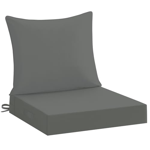 downluxe 22x22 Outdoor Chair Cushions, Waterproof Fade Resistant Patio Furniture Cushions with Handle & Removable Cover, Deep Seat Outdoor Cushions for Sofa, Couch and Patio Chairs, Dark Grey - color: Dark Grey, size: 22 x 22 Inch
