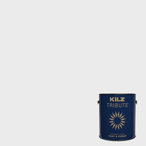 KILZ TRIBUTE Paint & Primer, Interior, Satin, Contemporary White, 1 Gallon - color: CONTEMPORARY WHITE, size: 128 Fl Oz (Pack of 1), style: Satin