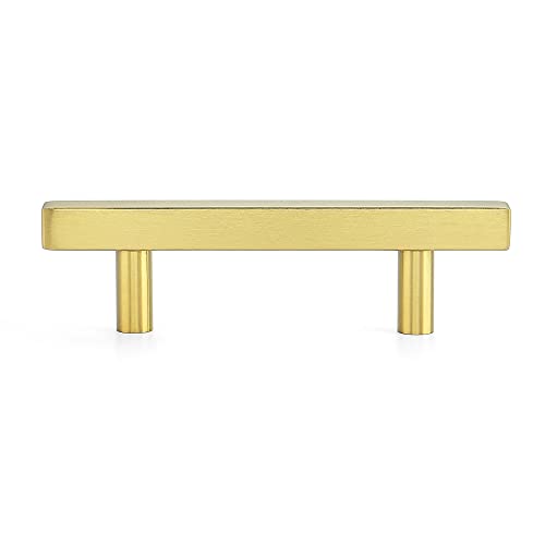 Ravinte Brushed Brass Cabinet Hardware Square Pulls, 3.75 Inch, 10 Pack - color: Brushed Brass