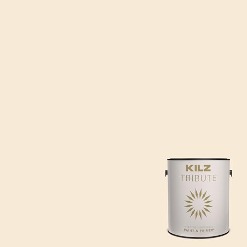 KILZ TRIBUTE Paint & Primer, Interior, Eggshell, Ivory Porcelain, 1 Gallon - color: IVORY PORCELAIN, size: 128 Fl Oz (Pack of 1), style: Eggshell