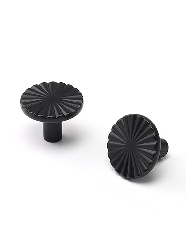 10 Pack Black Cabinet Knobs Matte Black Flat Drawer Pulls Kitchen Cupboard Bathroom Dresser Cabinet Hardware Handles Zinc Alloy - color: Black, size: Knob