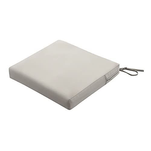 Classic Accessories Ravenna Water-Resistant 21 x 19 x 3 Inch Patio Seat Cushion, Mushroom - color: Mushroom, size: 21"W x 19"D x 3"Thick