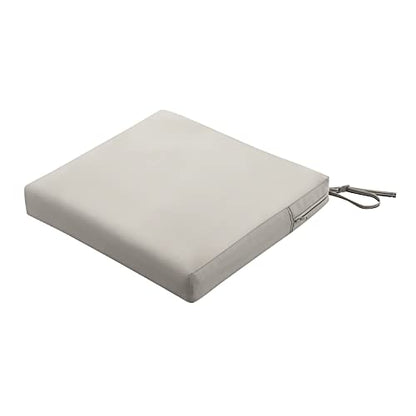 Classic Accessories Ravenna Water-Resistant 21 x 19 x 3 Inch Patio Seat Cushion, Mushroom - color: Mushroom, size: 21"W x 19"D x 3"Thick