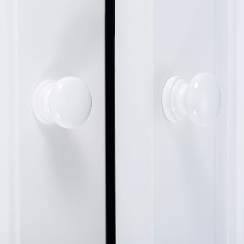 dophee 10Pcs Mini Round Wooden Knobs for Drawer Cabinet, 0.94"x0.87", White - color: White
