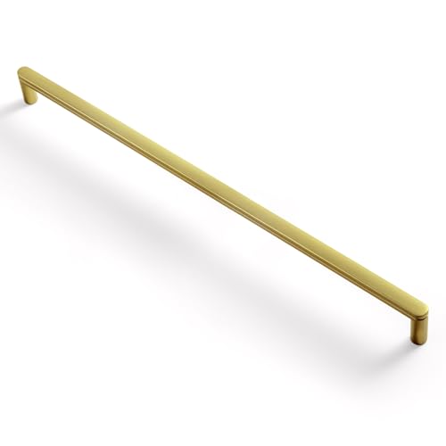 Goo-Ki 6 Pack 12 5/8'' Center to Center Brushed Brass Cabinet Handles Contemporary Kitchen Drawer Pulls with Subtle Curves - color: Brushed Brass, size: 12 5/8" Center to Center