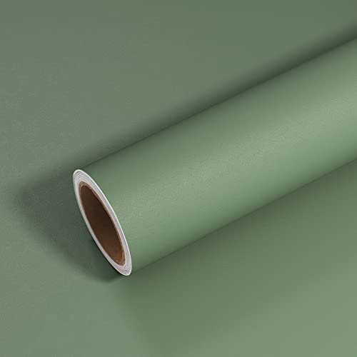 VEELIKE 15.7''x118'' Thick Sage Green Contact Paper for Cabinets Walls Peel and Stick Removable Green Wallpaper for Bedroom Bathroom Waterproof Self Adhesive Green Wall Paper for Kitchen Counter Vinyl - color: Sage Green, size: 15.7" x 118"