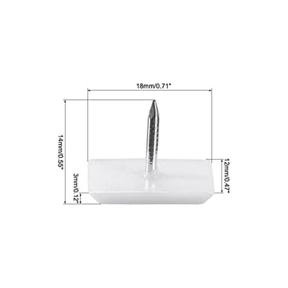 uxcell Furniture Feet Nail Plastic Glide Nails Square Chair Table Leg Protector Pads 18mm x 12mm White 20pcs - size: 18mmx12mm