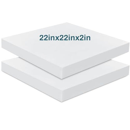 Frienda 2 Pack 2" x 22" x 22" Upholstery High Density Foam Square White - color: White, size: 2" X 22" X 22", style: Square