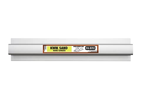Du-Bro Kwik Sand Lightweight Aluminum Hand Sander Sanding Block with Comfortable Ergonomic Grip, Includes 3-Pack Precut Self-Adhesive Sandpaper (1 Each of 80, 150, and 220 grit), 11 Inch,Silver