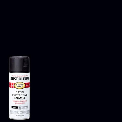 Rust-Oleum Stops Rust Spray Paint, Satin Black - color: Satin Black, size: 12 Ounce (Pack of 6)