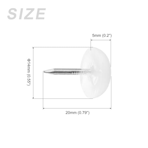 METALLIXITY Furniture Feet Nail (14mm/0.55in) 20Pcs, Plastic Half-Circles Chair Glides Sliders - for Chairs Sofa Furniture Sliders Protector Pad, White - size: 14mm/0.55in