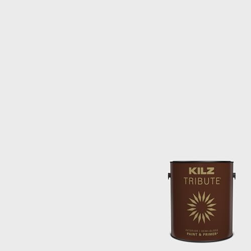 KILZ TRIBUTE Paint & Primer, Interior, Semi-Gloss, Contemporary White, 1 Gallon - color: CONTEMPORARY WHITE, size: 128 Fl Oz (Pack of 1), style: Semi-Gloss