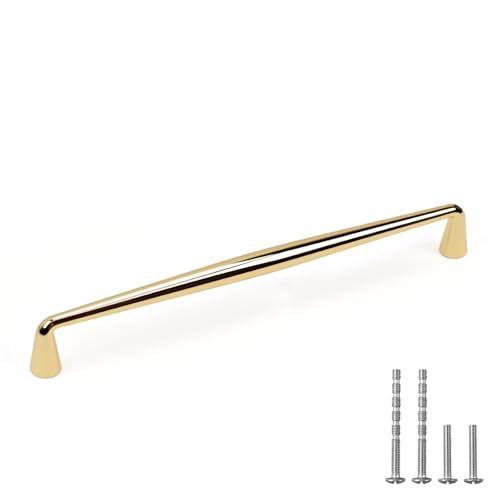 YAGU 6 Pack Top Polished Brass Kitchen Cabinet Pulls 7.5 Inch(192mm) Hole Center Solid Bright Gold Dresser Drawer Handles Furniture Shiny Hardware for Cupboard Wardrobe Closet Vanity - color: Polished Brass, size: 6 Pack, style: 7.5''/192MM Hole Center