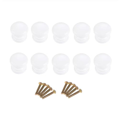 dophee 10Pcs Mini Round Wooden Knobs for Drawer Cabinet, 0.94"x0.87", White - color: White