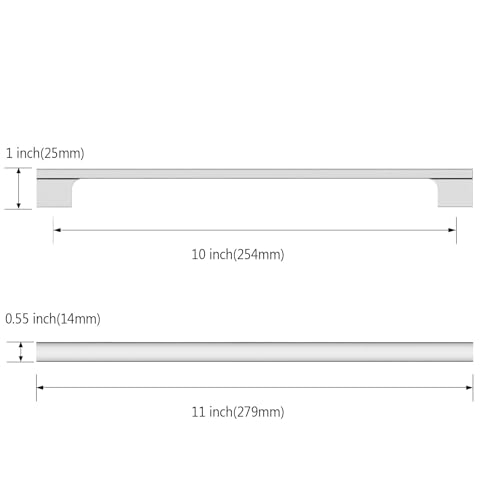 Polished Chrome Cabinet Handles Kitchen Pulls 10 Inch 12 Pack - color: Polished Chrome, size: 10 Inch Hole Center