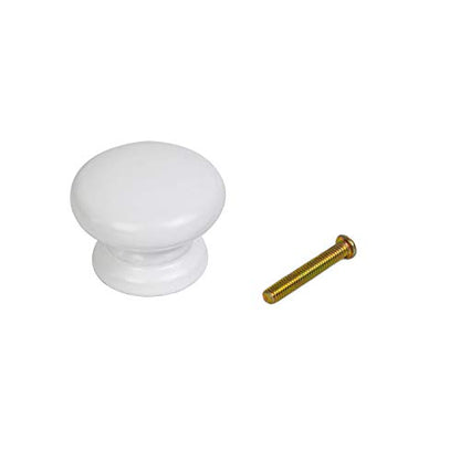 8PCS Round Wood Drawer Knob,Dresser Furniture Drawers 33mm Dia,White Cabinet Pulls Handles with Screws Hardware for Drawer Wardrobe Dresser - color: White