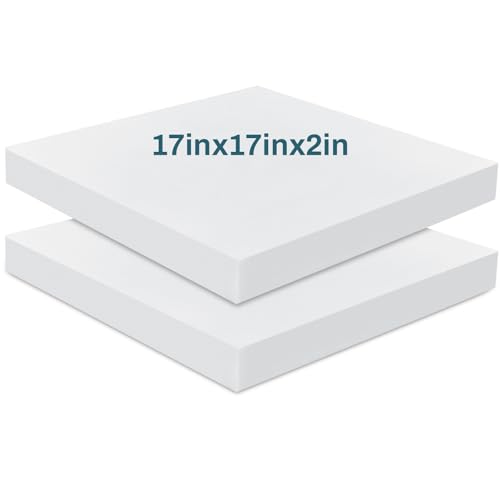 Frienda 2 Pack 2" x 17" x 17" Upholstery High Density Foam Square White - color: White, size: 2" X 17" X 17", style: Square