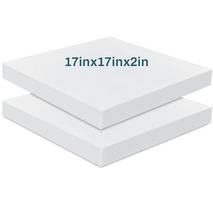 Frienda 2 Pack 2" x 17" x 17" Upholstery High Density Foam Square White - color: White, size: 2" X 17" X 17", style: Square