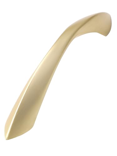 Brushed Gold Cabinet Pulls 3 Inch Arch Twisted Brass Handles Drawer Kitchen Cupboard Bathroom Dresser Cabinet Hardware Zinc Alloy 5 Pack - color: Brushed Gold, size: 3 Inch Hole Centers