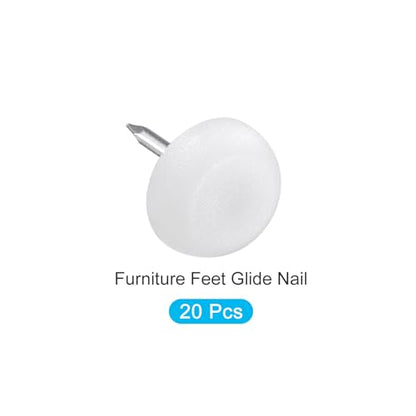 METALLIXITY Furniture Feet Nail (12mm/0.47in) 20Pcs, Plastic Round Chair Glides Sliders - for Chairs Sofa Furniture Sliders Protector Pad, White - size: 12mm/0.47in