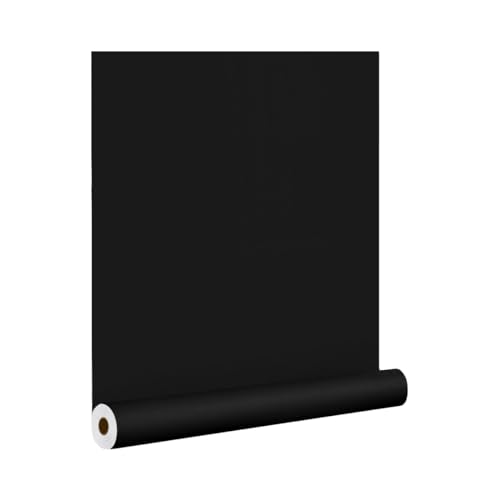 Black Wallpaper Black Contact Paper Thicken Peel and Stick Wallpaper 24"x394" Matte Solid Textured Contact Paper Self Adhesive Removable Waterproof for Cabinets Furniture Bedroom Livingroom - color: Black, size: 23.6" x 393"