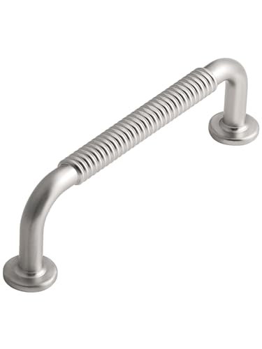 5 Pack Brushed Nickel Cabinet Pulls 3.78" Hole Center Silver Drawer Handles Kitchen Cupboard Bathroom Dresser Cabinet Hardware Spiral Zinc Alloy - size: 3.78"(96mm) Hole Center, style: 5 Pack
