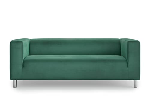MASTERS OF COVERS Snug Fit Classic Velvet Klippan Loveseat Slipcover for The IKEA 2 Seater Klippan Loveseat Sofa Cover Replacement (Green, Velvet) - color: Velvet-green, size: Velvet