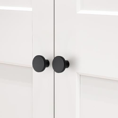 HOME EDIT 10 Pack Black Cabinet Knobs, 1-1/5 Inch Round Drawer Knobs