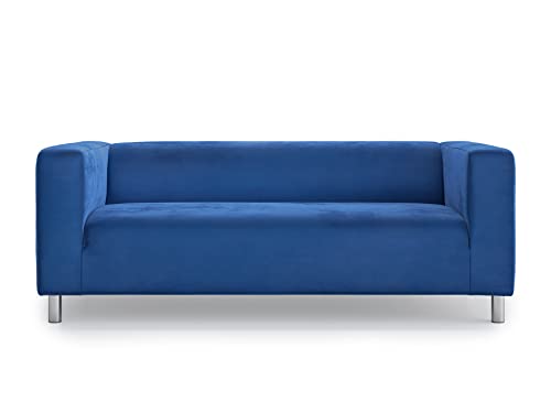 MASTERS OF COVERS Snug Fit Classic Velvet Klippan Loveseat Slipcover for The IKEA 2 Seater Klippan Loveseat Sofa Cover Replacement (Blue, Velvet) - color: Velvet Blue, size: Velvet