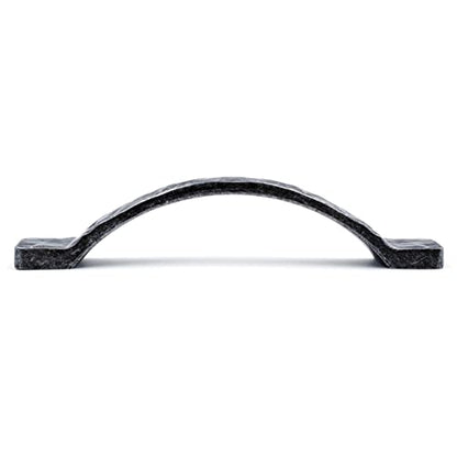 Jetland Arched Hammered Cabinet Pulls - 4-Pack, Iron Scratches, 4" Hole Centers, Rustic Solid Cast Handle Pulls for Dresser Nightstand Furniture, HT0611AS102 - color: Iron Scratches, size: 4 Inch Hole Centers