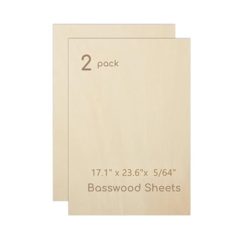 2 Pack Plywood Sheets, 17.1" x 23.6"x 5/64" Basswood Sheets - color: 2 Pack, size: 17.1" x 23.6"x 5/64"