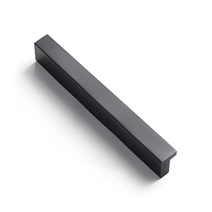 Goo-Ki 12pcs Cabinet Handles Finger Pull, 3-3/4 inch Hole Center Black Drawer Pulls Bar Handle Solid Aluminum Alloy Kitchen Hardware - color: Matte Black, size: 3-3/4 Inch Hole Center