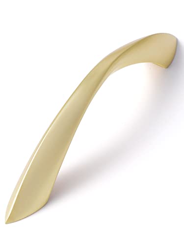 Brushed Gold Cabinet Pulls 3-3/4 Inch Arch Twisted Brass Handles Drawer Kitchen Cupboard Bathroom Dresser Cabinet Hardware Zinc Alloy 5 Pack - color: Brushed Gold, size: 3.75 inch Hole Centers