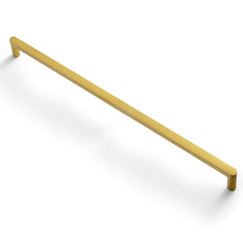 Goo-Ki 6 Pack 12 5/8 Inch Bruhed Gold Cabinet Pull Handle – Decorative Grooved Texture & Non-Slip Grip for Farmhouse/Industrial Cabinetry - color: Brushed Gold, size: 12 5/8" Center to Center