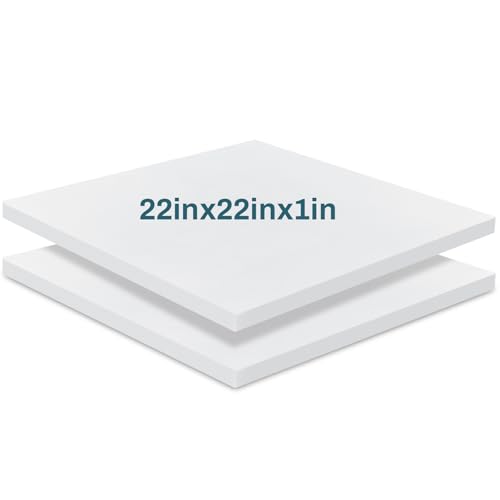 Frienda 2 Pack 1" x 22" x 22" Upholstery High Density Foam Square White - color: White, size: 1" X 22" X 22", style: Square