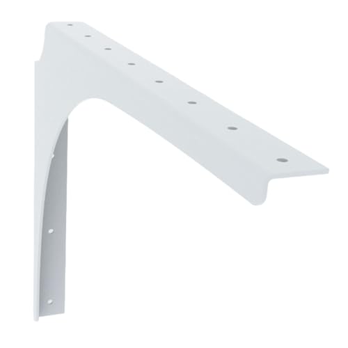 Iron Supports Universal Heavy-Duty Commercial Bracket - Industrial Support Brackets - Steel Mounting Bracket for Shelves, Vanities, Buffets, Desks (White - 12" Deep x 8" High, Left Hand) - color: White (Left Hand), size: 12" Deep x 8" High
