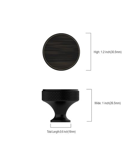 Oil Rubbed Bronze Knurled Cabinet Knobs Round Drawer Pulls 10 Pack - color: Oil Rubbed Bronze