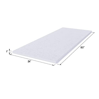 FOAMYFOAM High Density 1 inch Thick, 24 inch Wide, 80 inch Long Upholstery Foam, Cushion Replacement - size: 1" x 24" x 80"