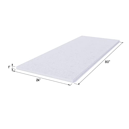 FOAMYFOAM 2Pack High Density 1 inch Thick, 24 inch Wide, 80 inch Long Upholstery Foam, Cushion Replacement - size: 1" x 24" x 80" (2 Pack)