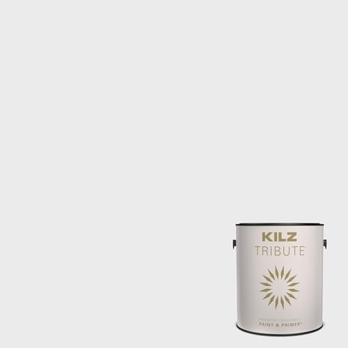 KILZ TRIBUTE Paint & Primer, Interior, Eggshell, Contemporary White, 1 Gallon - color: CONTEMPORARY WHITE, size: 128 Fl Oz (Pack of 1), style: Eggshell
