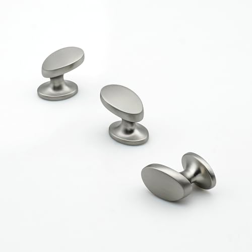 4 Pack Cabinet Knobs Brushed Nickel Solid Zinc Alloy Oval Knobs for Drawer Dresser Modern Kitchen Cupboard Bathroom Furniture Hardware - color: 4pack - Brushed Nickel, size: Knob