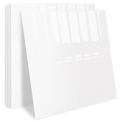 MORCART 10PCS 11.8"x11.8" Peel and Stick Backsplash, Bright White - color: Bright White