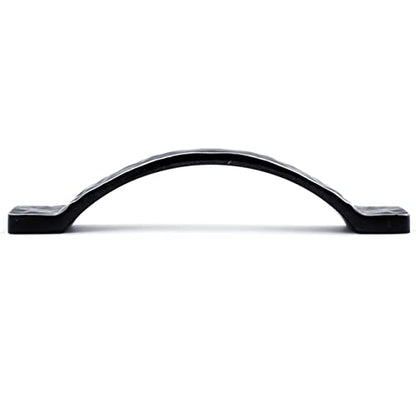 Jetland Arched Hammered Cabinet Pulls - 4-Pack, Black with Grey Line, 4" Hole Centers, Rustic Solid Cast Handle Pulls for Dresser Nightstand Furniture, HT0611BGL102 - color: Black with Grey Line, size: 4 Inch Hole Centers