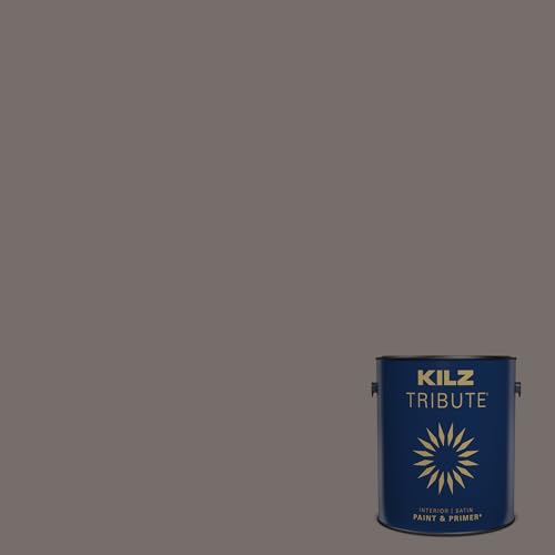 KILZ TRIBUTE Paint & Primer, Interior, Satin, Acoustic Brown, 1 Gallon - color: ACOUSTIC BROWN, size: 128 Fl Oz (Pack of 1), style: Satin
